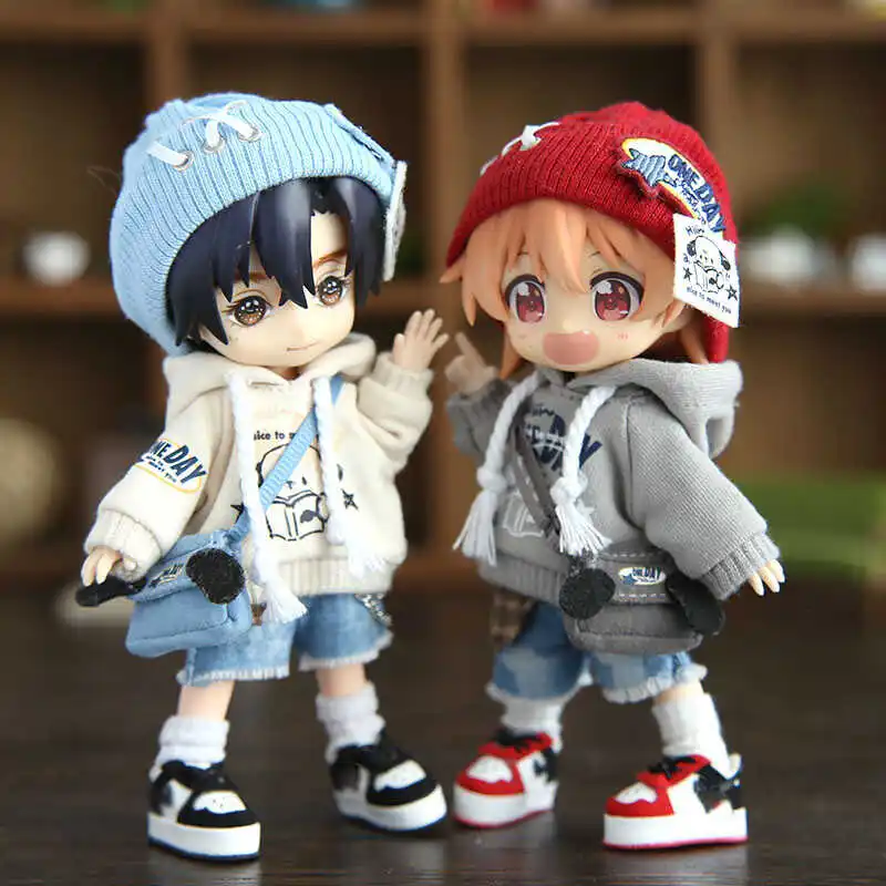 New Ob11 Doll Fashionable Bf style set With Denim shorts Doll Clothes For Penny, Nendoroids Ob11, Mollys, Obitsu 11 5