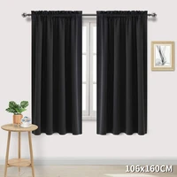 1Pc Black Blackout Curtains Light Reducing Thermal Insulated Grommet Black Out Curtains Panels Drapes for Living Room Bedroom 2