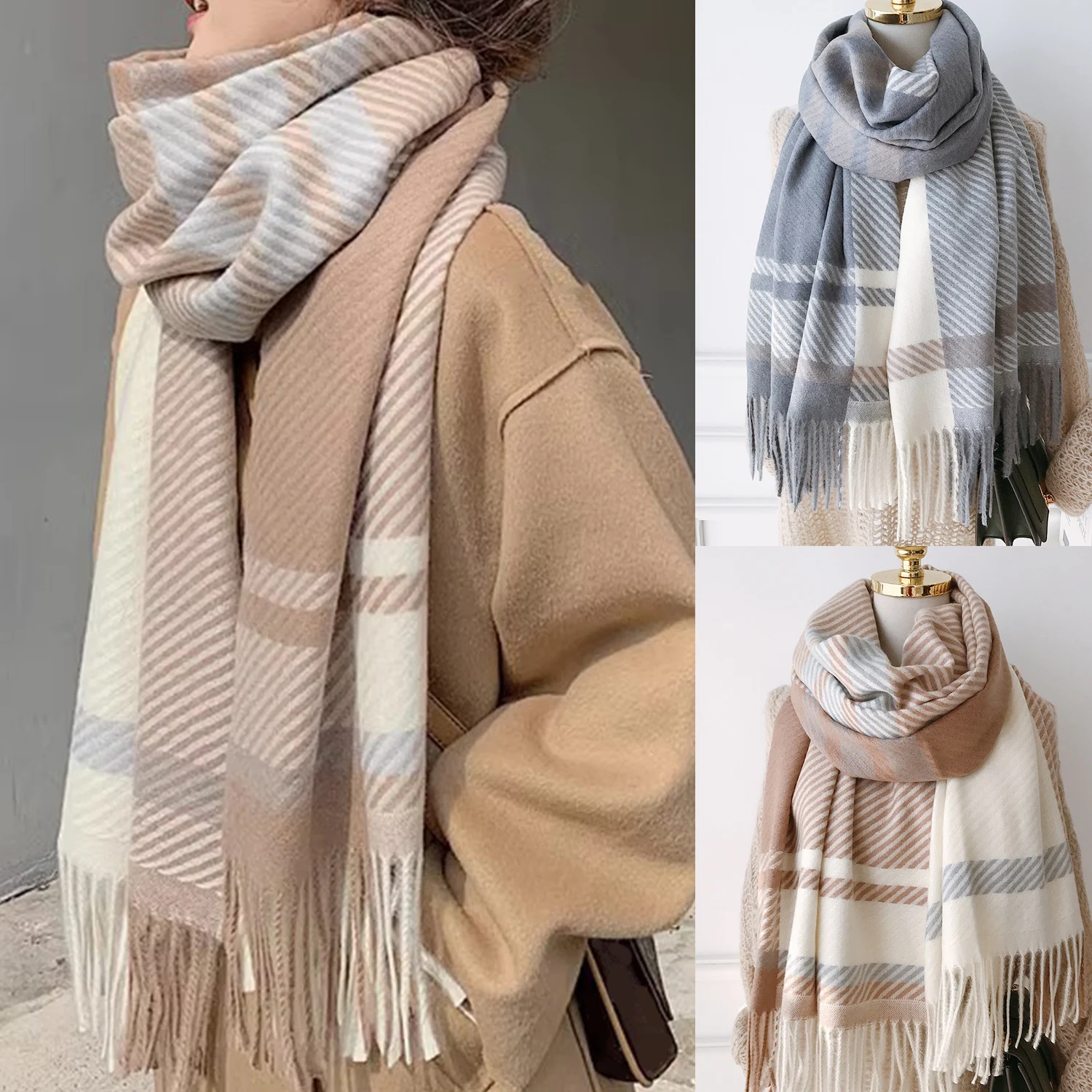 

Luxury Muffler Winter Brand Luxury Shawls Men Muffler Fashion Classic Lattice Soft Cashmere Scarves For Women 2024 New 200*50cm