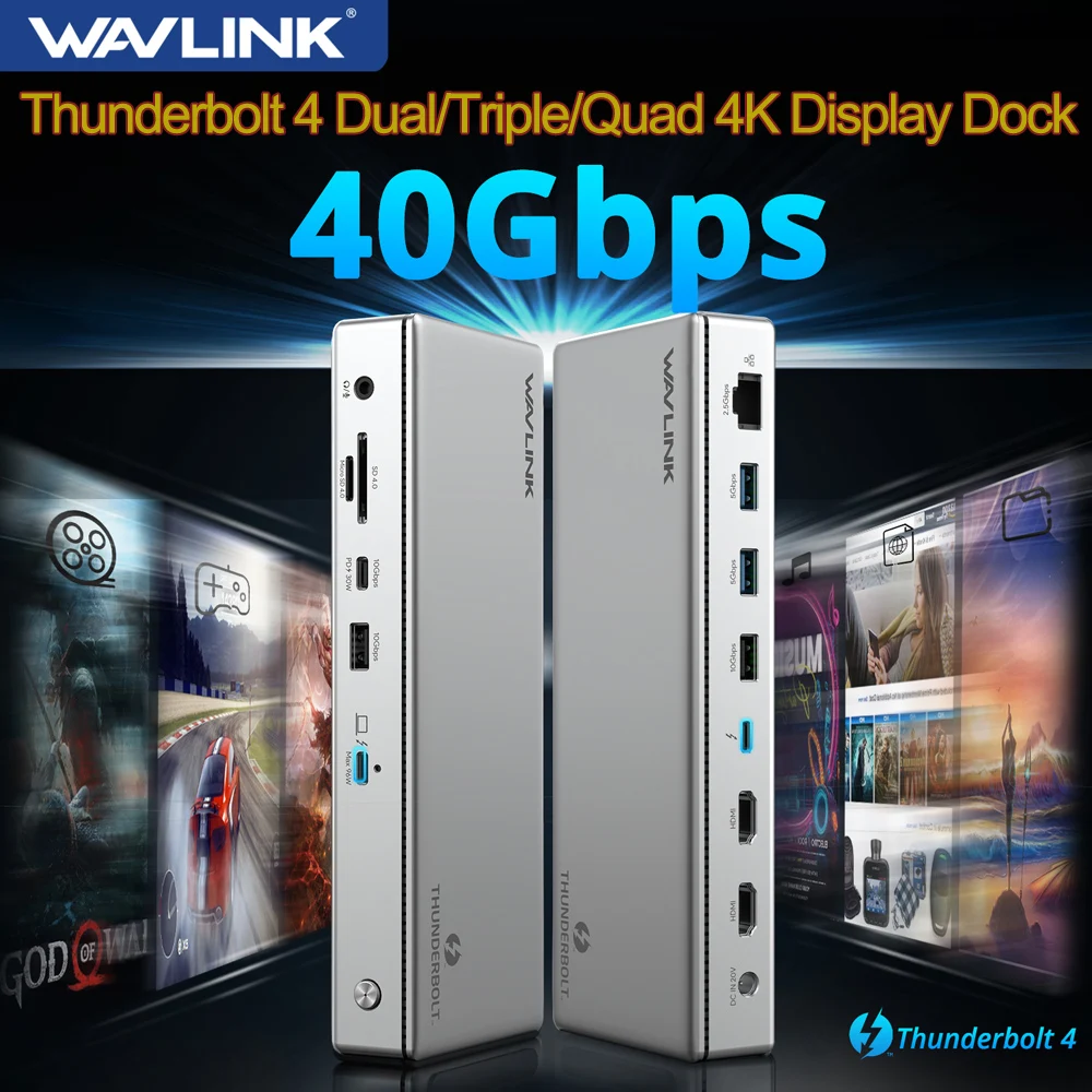 WAVLINK Thunderbolt 4 Dual/Triple/Quad 4K@60Hz Display Docking