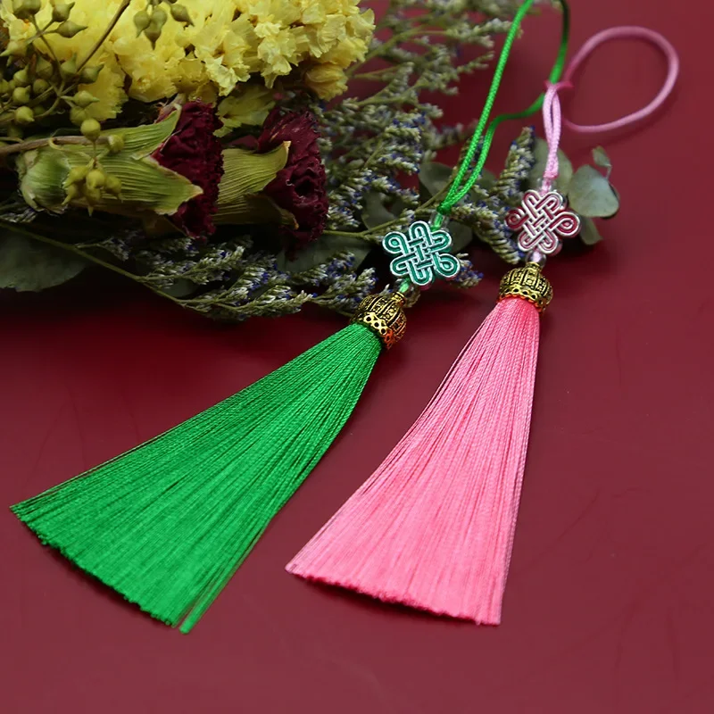 10pcs Tassels 합금 짠 중국어 매듭 폴리 에스터 술 펜던트 액세서리 술 DIY 매력 보석 만들기 가방 의류 장식