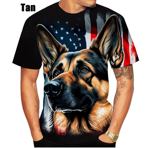 

Футболка Мужская/женская с 3D-принтом, модная тенниска с коротким рукавом и круглым вырезом, топ в стиле немецкой овчарки, лето