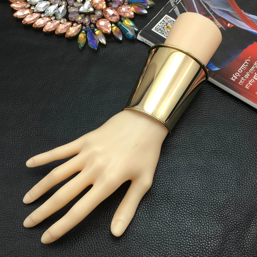 Bangle Bracelet KDLUN Punk Smooth Metal Cuff Bracelets & Bangles for Women Statement Opened Alloy Long Big Bangle Fashion Jewelry Gold Color