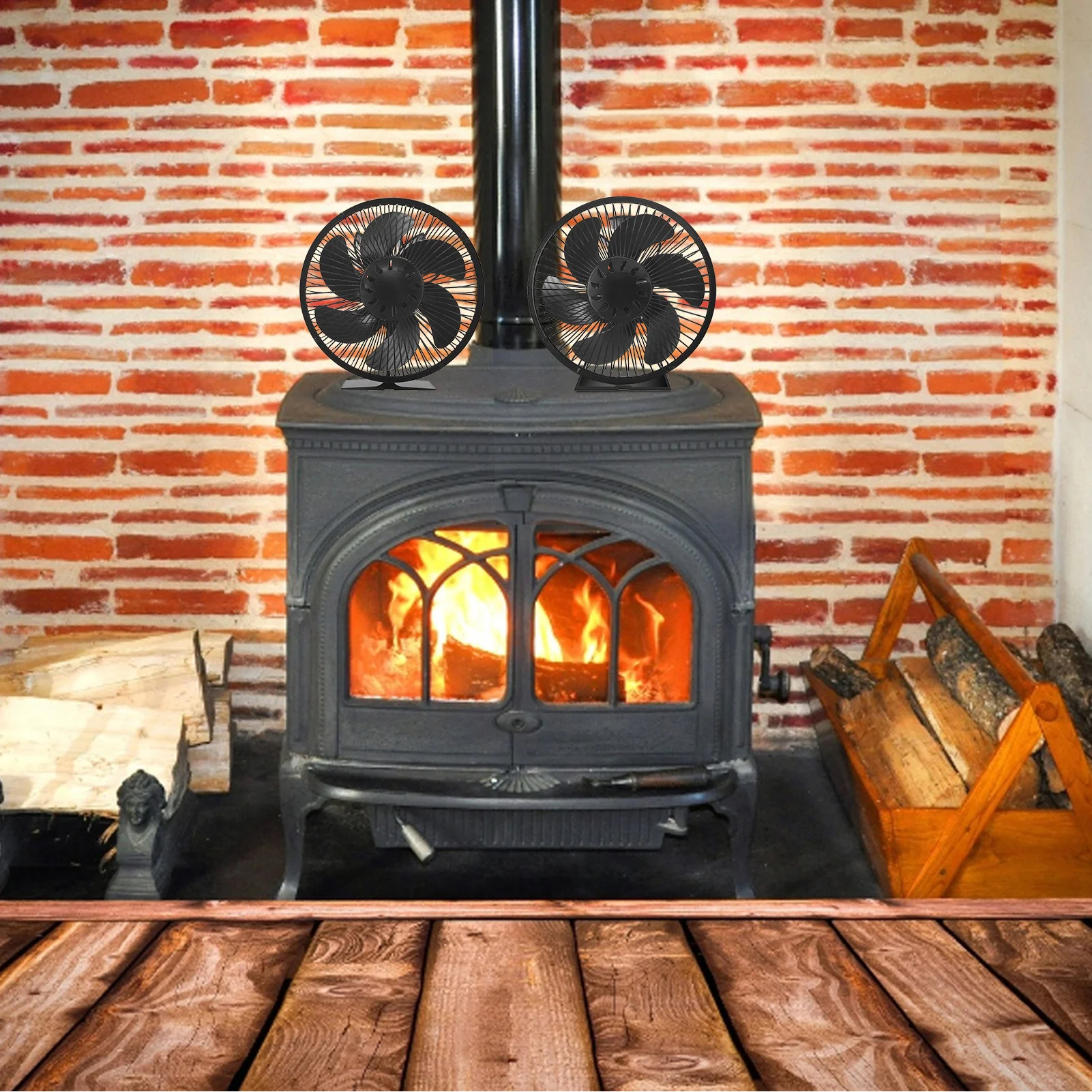 Fireplace Fan 6Blade Heat Powered Wood Stove Fan With Protective Cover For Wood Burners Environmental Protection High Efficiency