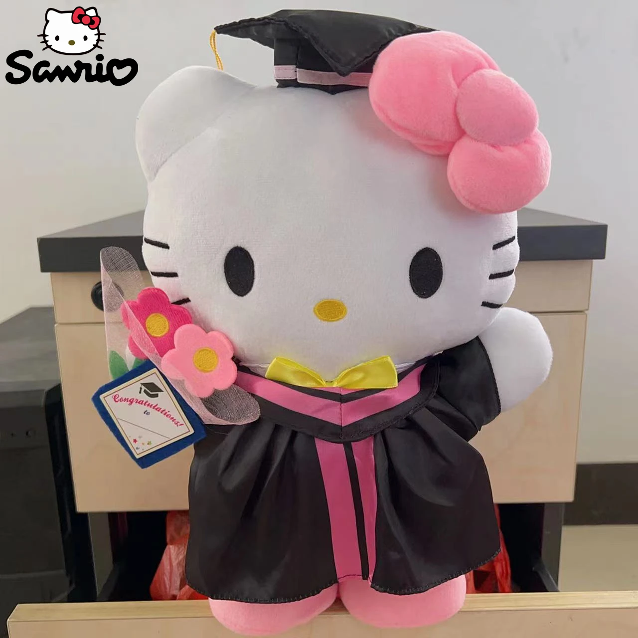 

35CM Big Sanrio Plushies Graduation Hello Kitty Cinnamoroll My Melody Kuromi Anime Plush Doll Kawaii Soft Stuffed Gift For Girls