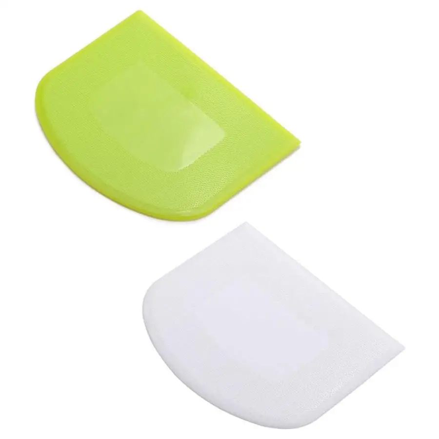 Dough Scraper Cutter 2Pieces Flexible Plastic for Bread Dough Cake Soft Candy Frosting