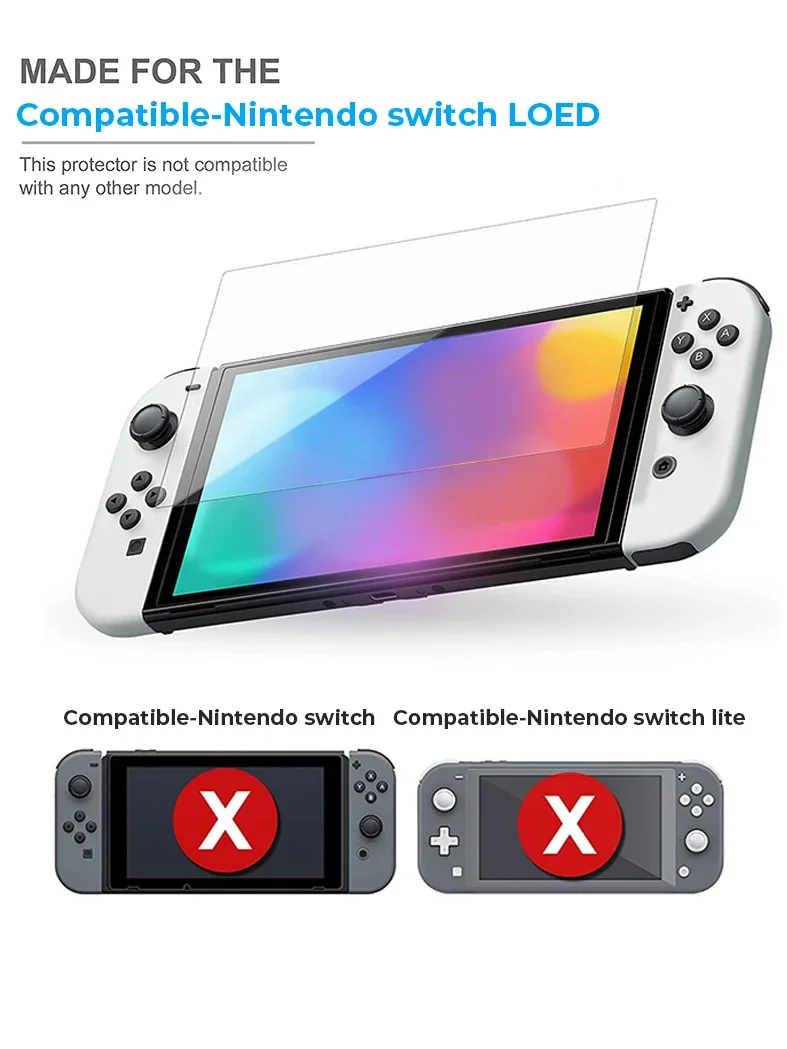 3-Pack 9H HD Tempered Glass Screen Protector for Switch OLED Model Clear Anti-Scratch