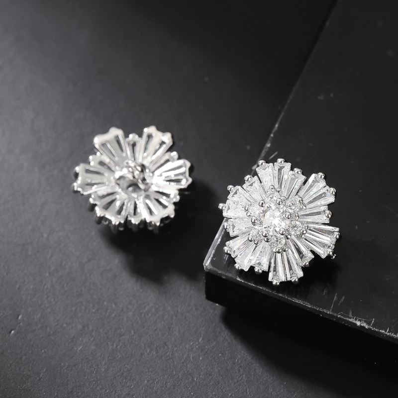 652F 1pair Flower Alloy Rhinestone Buttons Sewing Decorative Buttons DIY Crafts Supplies Flower Crystal Rhinestone