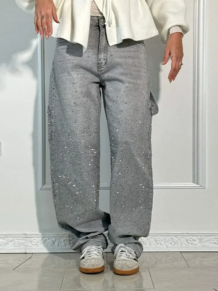 パンツ wide baggy rhinestones slacks LET IT GO RHINESTONE WIDE LEG PANT – AKIRA