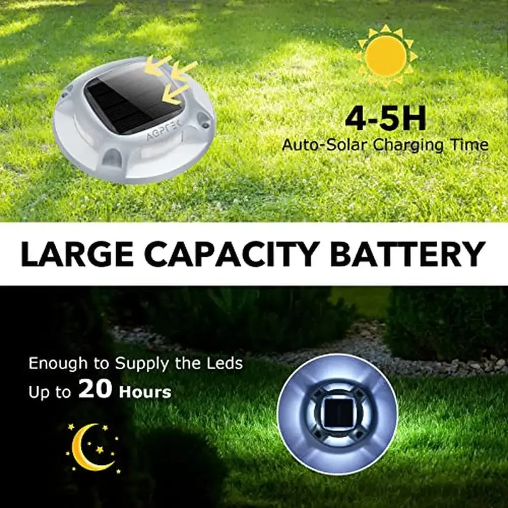 Solar Outdoor Driveway Lights 12 Pack Deck Dock Waterproof Markers Step Garden Patio 2 Color Modes LED Beads Rustproof Aluminum 5