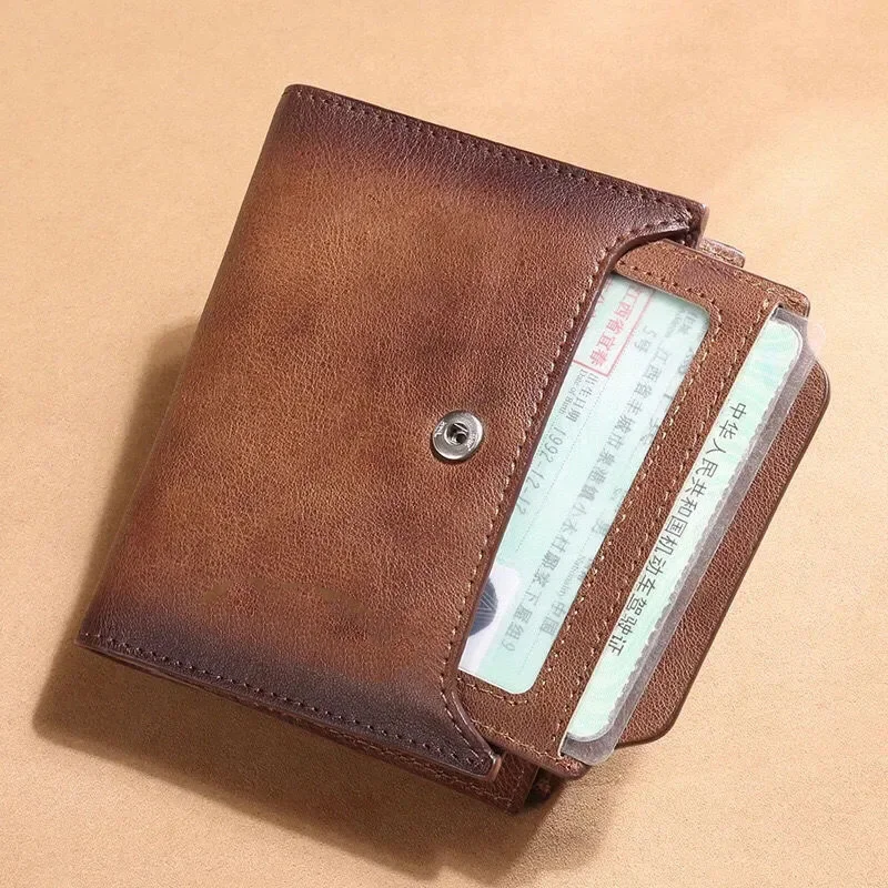 Genuine Leather Men Wallets with Coin Pocket Detachable Card Holder Real Leather Small Men Clutch Wallets Short 5