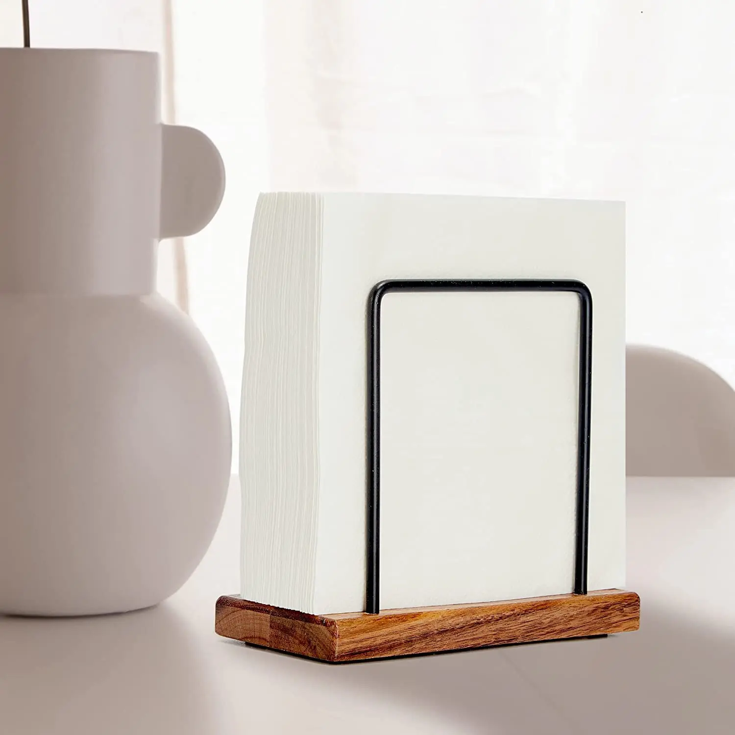 Wood able Napkin Holder Napkin Clip Rack Box Serviette Holder Organizer Tissue Dispenser Storage Case Table Decor 2