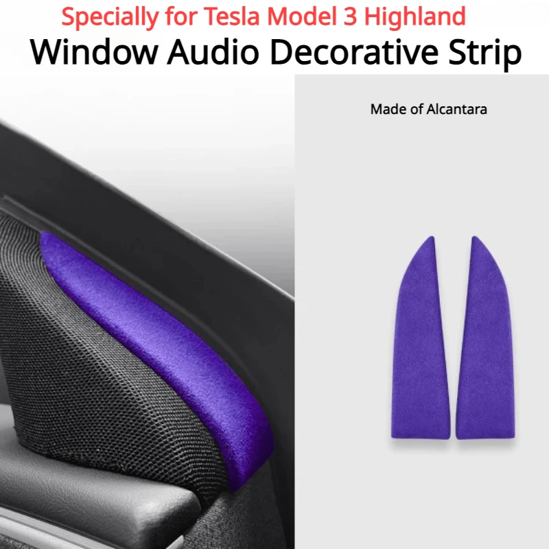 

Window Audio Trim for Tesla Model 3+ Alcantara Suede Window Horn Decorative Strip Sticker New Model3 Highland 2024 Accessories