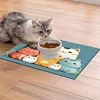 VIKAMA Diatomaceous Earth Cat Food Mat Dining Mat Soft Non-Slip Stain-Resistant Cat Litter Cat Dinner Bowl Mat Home Decoration 4