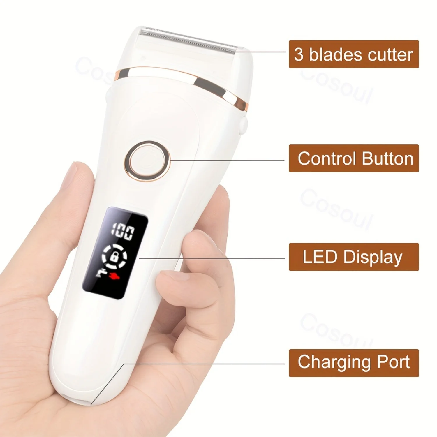 Rechargeable Women's-LED Display, Painless Hair Removal for Legs, Pubic & Sensitive Areas!