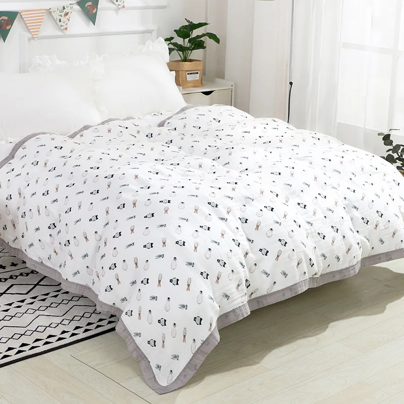 150x220cm gauze towel quilt children's Breathable cotton double-layer air-conditioning blanket adult nap blanket summer bedding