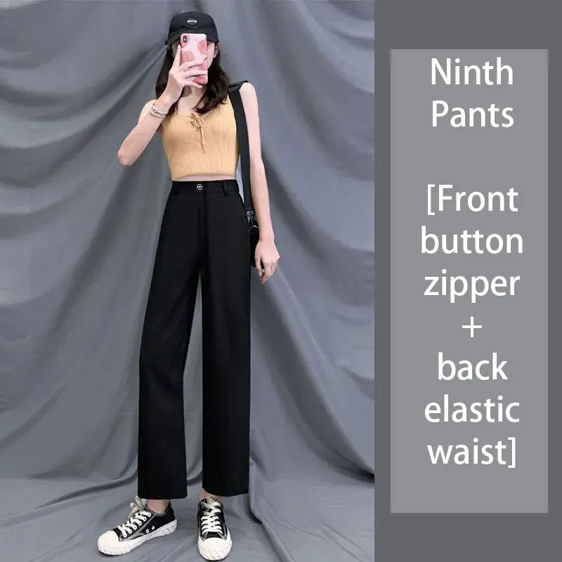 cargo trousers Women Casual Wide Leg Pants Loose Style Waist Hollow Out Office Lady Long Trousers Solid High Waist Wild Straight Female Pants slacks Pants & Capris