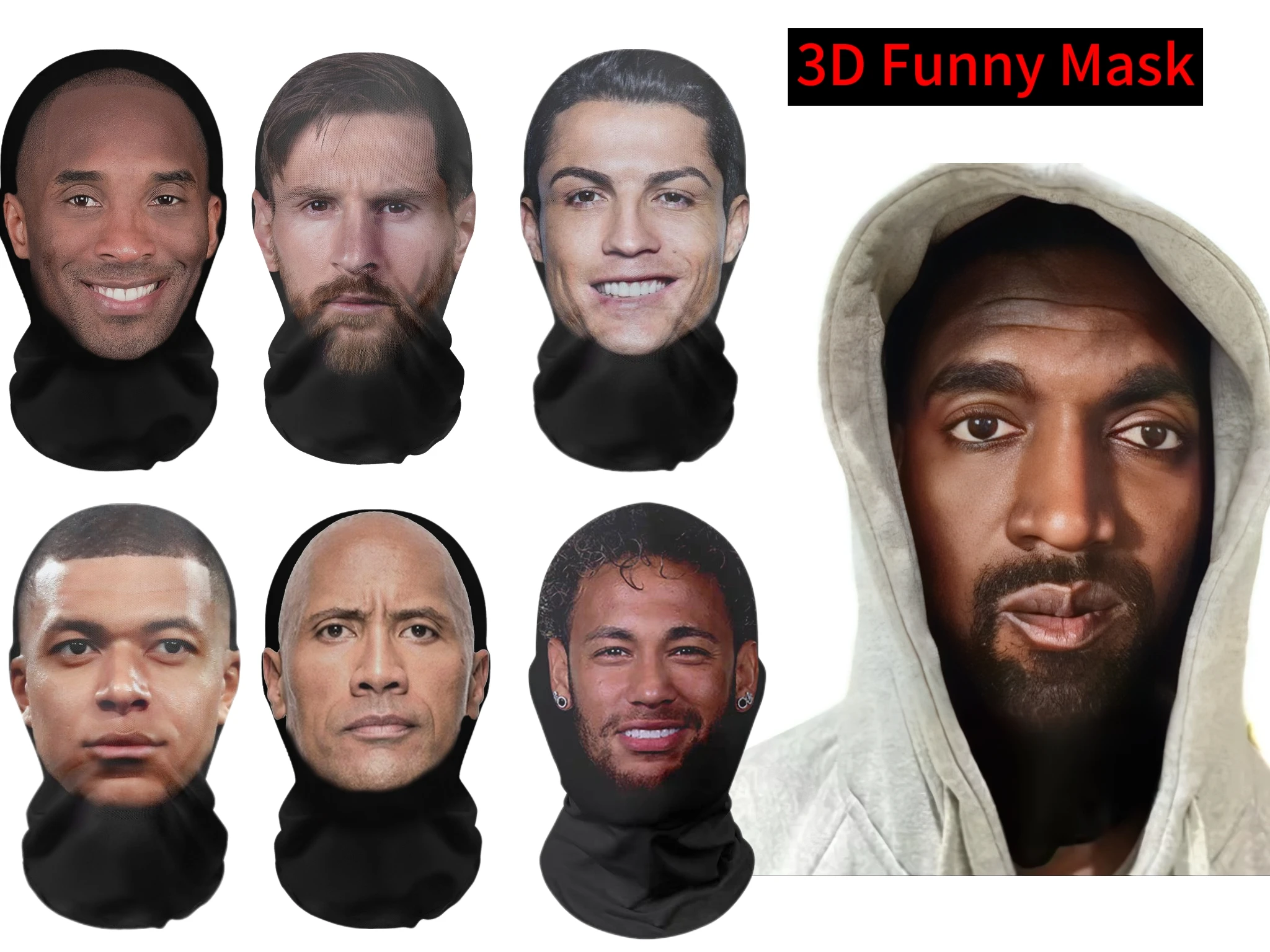 3D Printed Full Face Mask - Elastic Mesh Cosplay Headwear for Men  Women