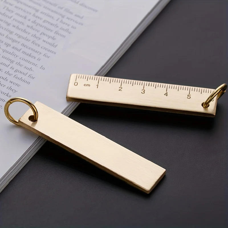 1개 6cm 소형 구리 자, 황동 금속 자, 키 카드 펜던트, EDC 도구, 3mm 두께, DIY 독특한 키체인 펜던트 제작용