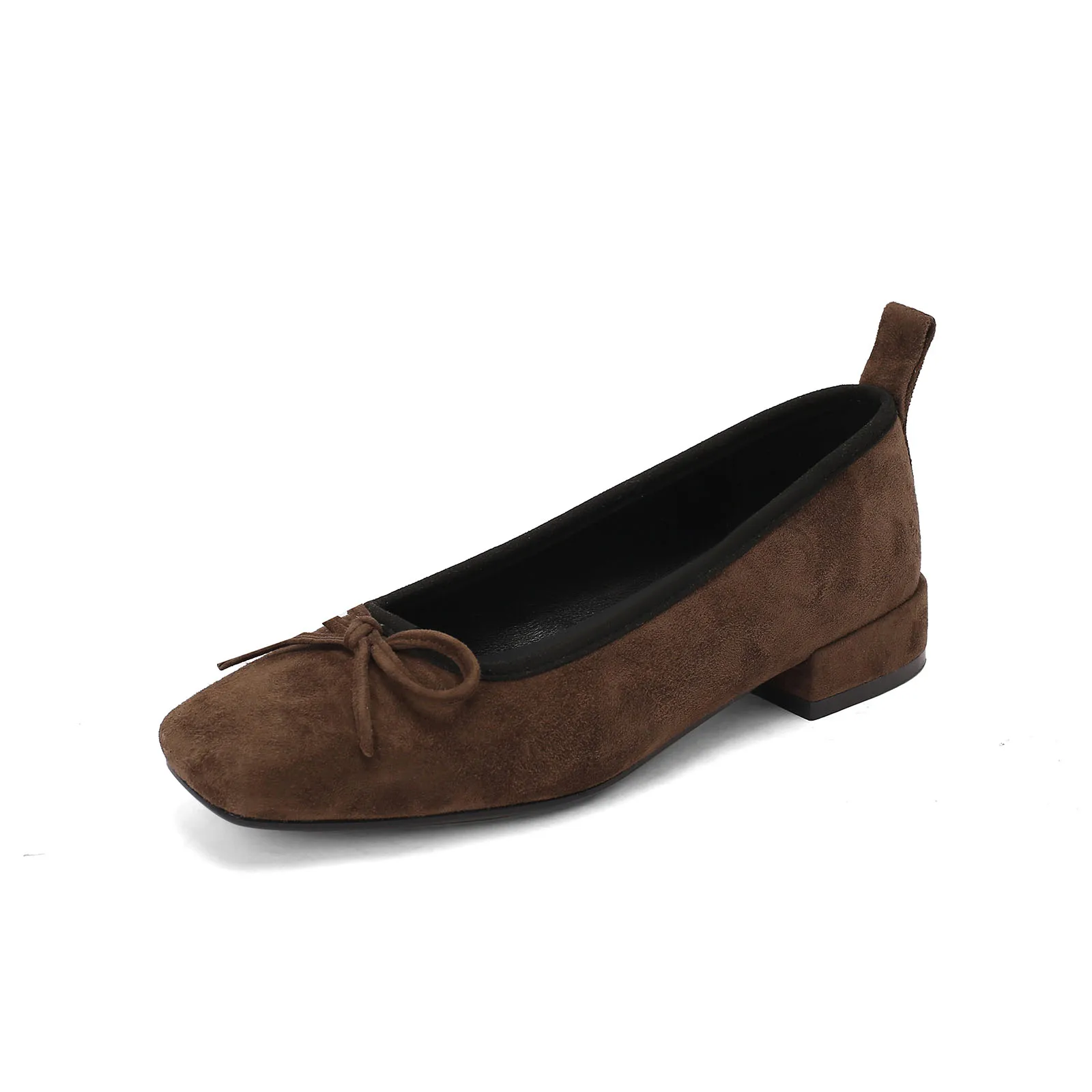 Arden Furtado 2025 Spring Leopard print sheep suede Ballet flats Square toe Sweet bowknot Low heel Single shoe Women's shoes 4
