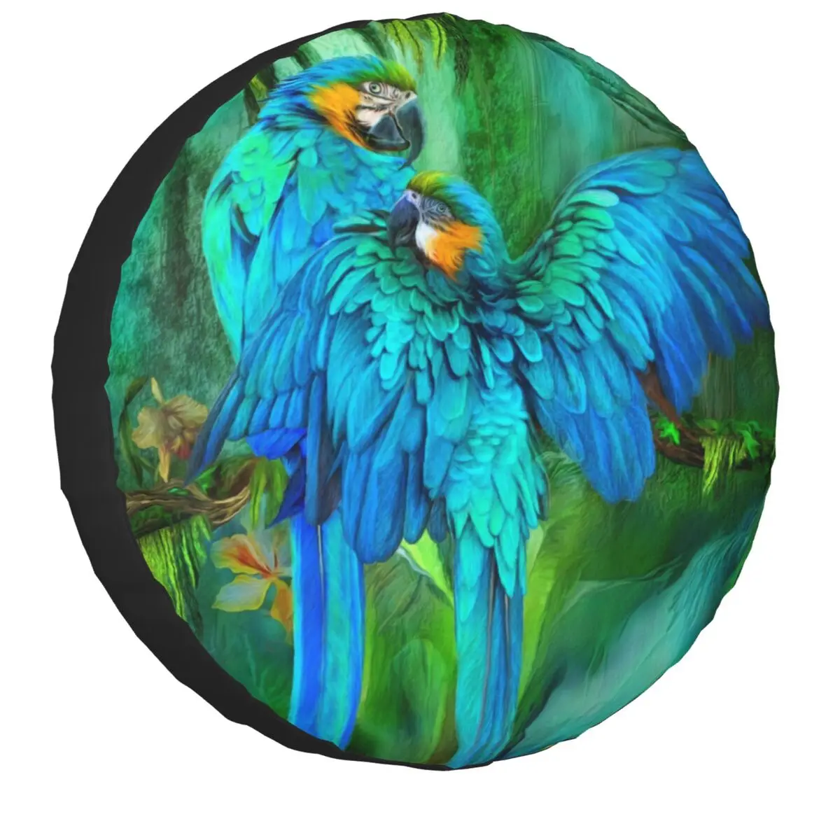 

Tropic Spirits Macaw Couple Parrot Birds Spare Wheel Cover for Jeep Honda Tropical Plant Tire Protector Inch