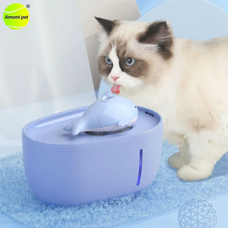 2L Cat Water Fountain Automatic Drinker Bowl USB Mute Cats Water Dispenser with LED Light Recirculate Filtring Drinker for Cats