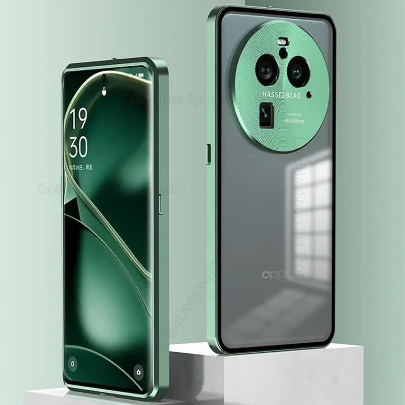 Tempered Glass Phone Magnetic Case Capa For Oppo Find X6 Pro Aluminium Alloy Bumper Lock Magnet Metal Lens Cover For Find X6 Pro