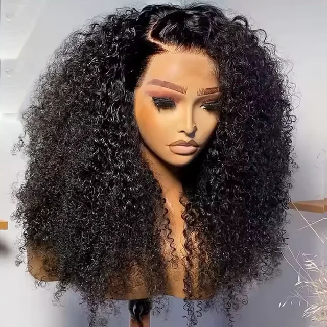 250% crépus bouclés 13x6 HD dentelle frontale perruque porter Go sans colle perruque Afro bouclés perruques de cheveux humains 7x5 HD Transparent dentelle fermeture perruque 1