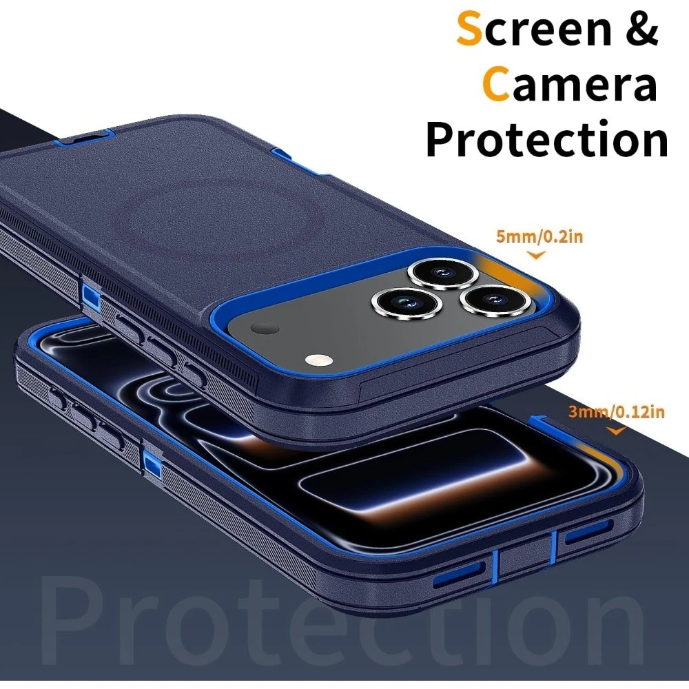 3-in-1 Military Grade Magnetic Box Phone Case - Rugged Shockproof Armor Protective Cover