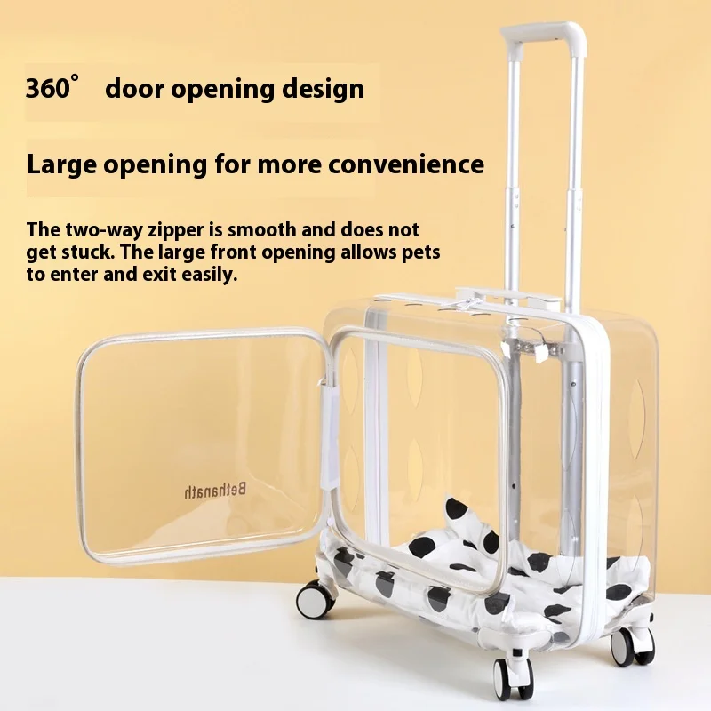 Cat Pet Trolley Case Panoramic Large Capacity Transparent Suitcase Outdoor Portable Pet Supplies Trolley Case Supplies