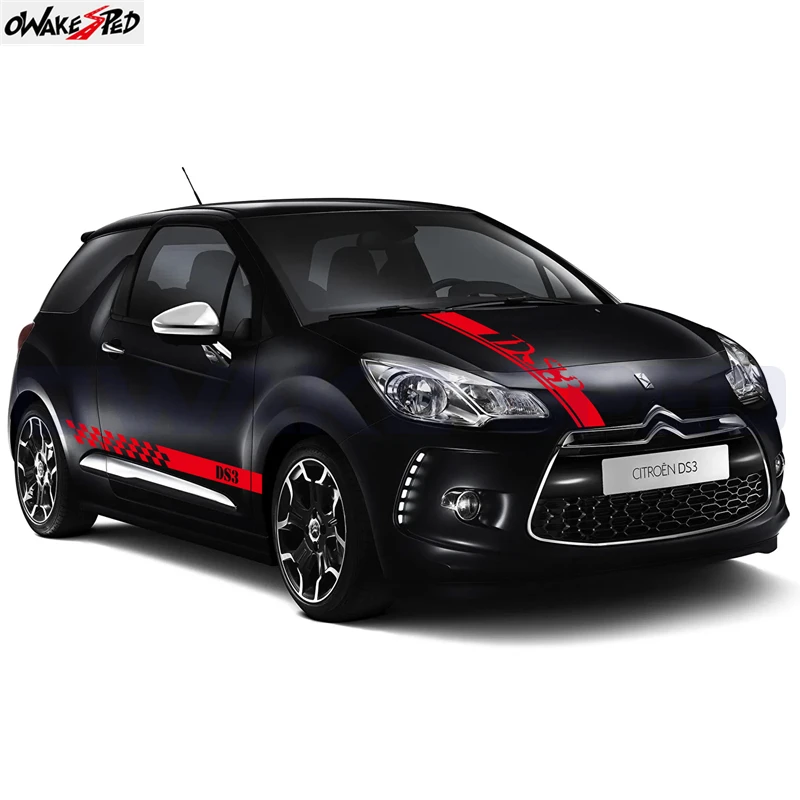 3 stücke Auto Aufkleber Für Citroen DS3 Auto Haube Motor Abdeckung Decor  Vinyl Aufkleber Tür Seite Rock Sport Streifen Racing zubehör - AliExpress