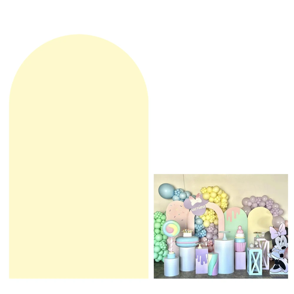 

Yellow Arched Fabric Backdrop Covers for Baby Shower Ice Cream Theme Arch Stand Cover Birthday Parties Decorations Props