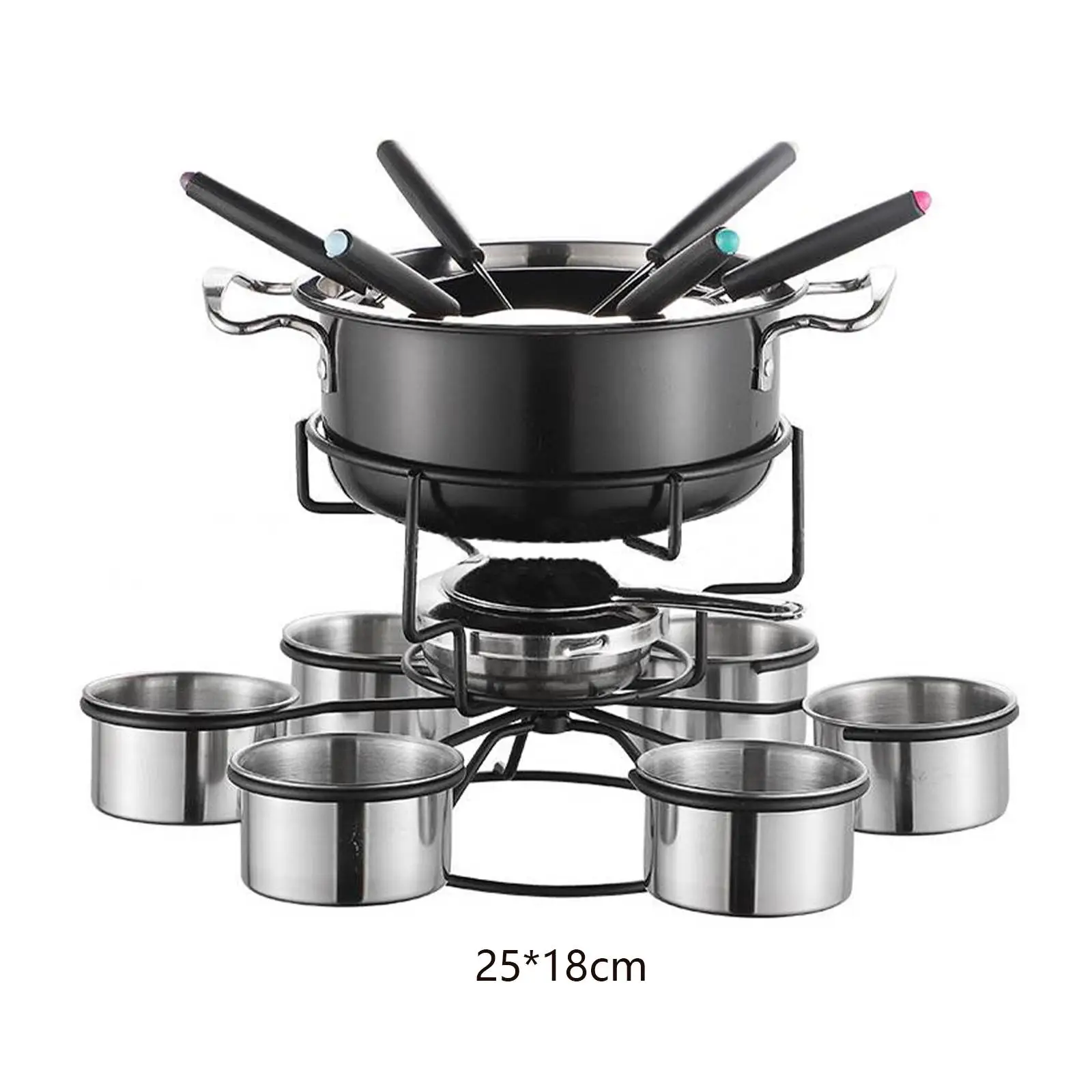 Fondue Pot Set Stainless Steel Lightweight Sturdy Multipurpoise Stable Home Portable Party Picnic Wedding Camping Outside