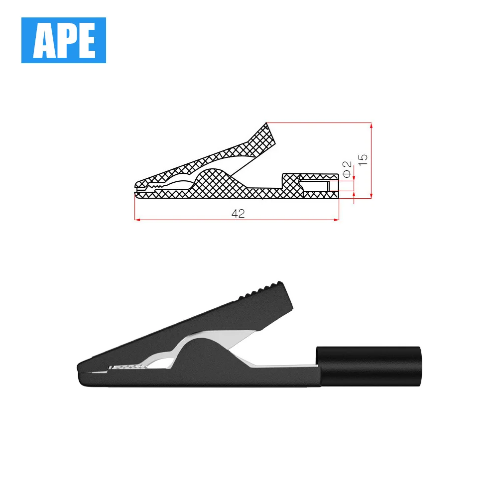 5pcs Alligator Clips 2mm Socket Insulation Metal Crocodile Clamp Test Accessories For Multimeter alligator clips test clip test hooks clips