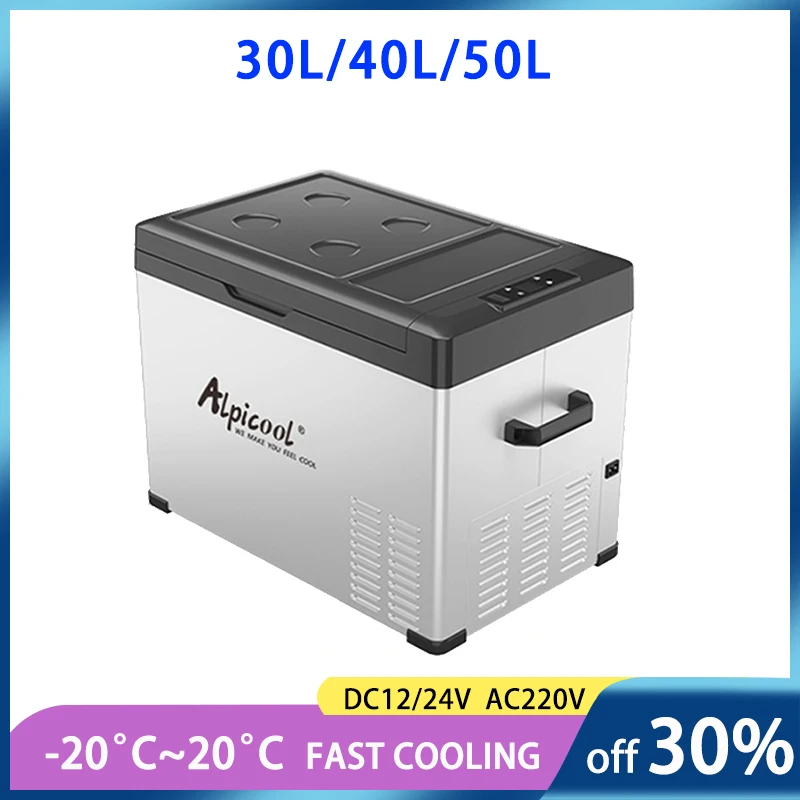30/40/50L Car Refrigerator Portable Alpicool Compressor Refrigeration 12V24V Home Led Panel Freezer 220V Small Refrigerator