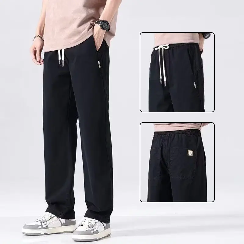 Spring Autumn Elegant Fashion Harajuku Slim Fit Ropa Hombre Loose All Match Casual Pants Solid Pockets Sport Straight Leg Pants