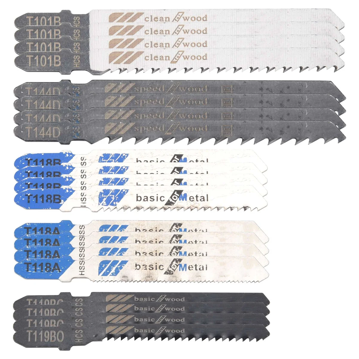 

20 PCS Jigsaw Blades Set, Assorted T-Shank Replacement Jig Saw Blades Set for Cutting Wood and Metal