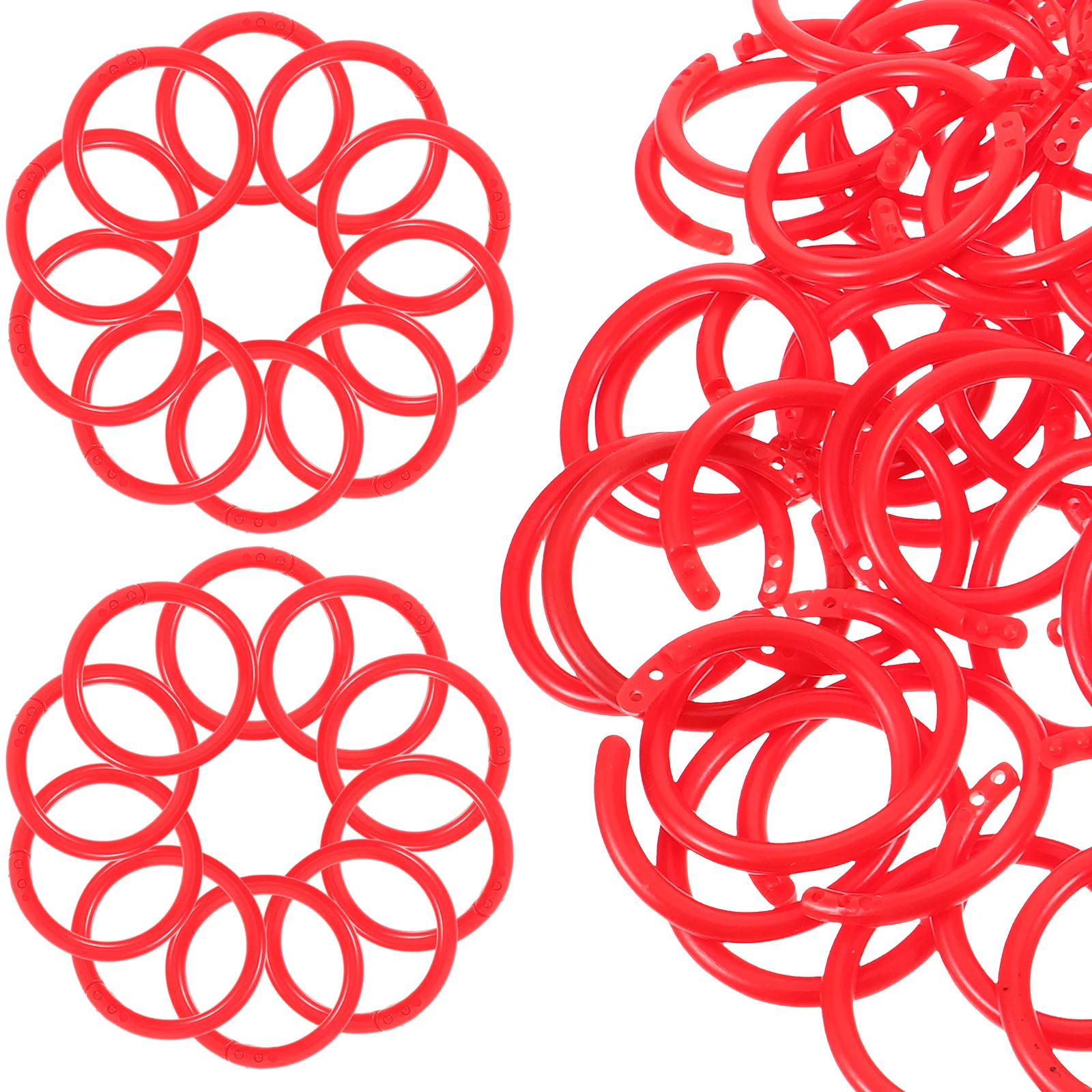 100Pcs Plastic Book Ring Binder Clips Leaf Rings For Flash Cards Photo Albums Scrapbooks Office Binding Supplies Red Color