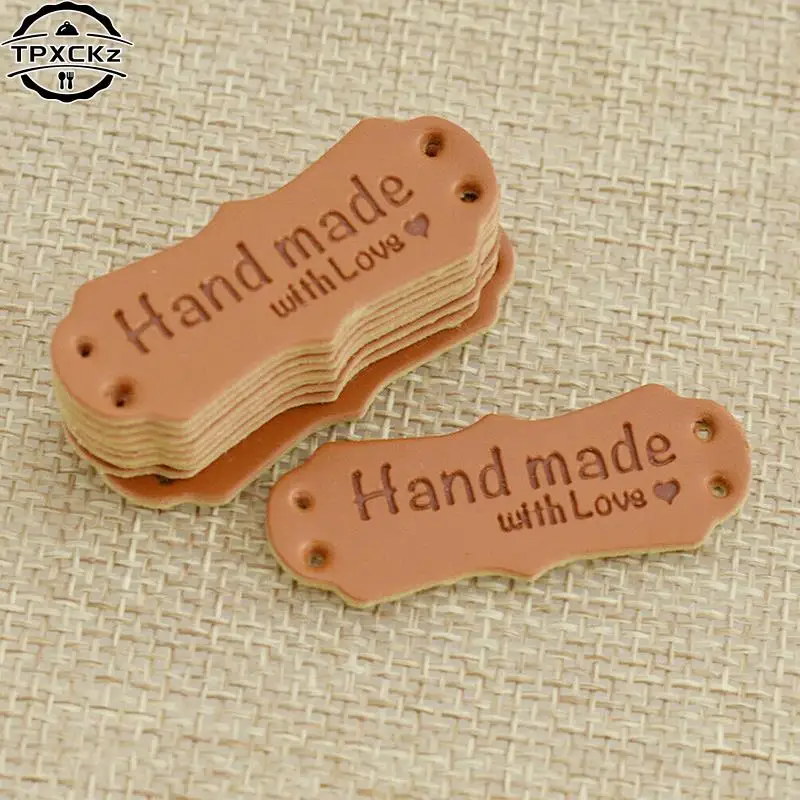 Leather Labels 50pcs PU For Handmade DIY Hats Bags Clothes Sewing Garment Accessories