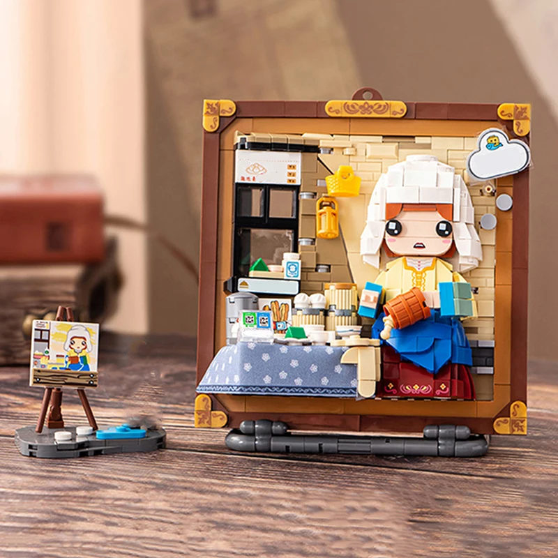 

Всемирно известная живопись Milkmaid подвесная живопись набор строительных блоков DIY Головоломка сборка кирпича украшения детские игрушки подарки