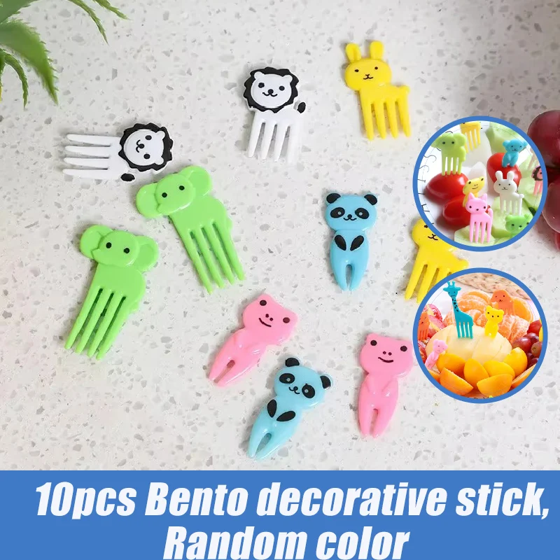 Animal Farm Fruit Fork Mini Cartoon Children Snack Cake Dessert Food Pick Toothpick Bento Lunches Party Decor 10pcs Random Color fruit fork food picks food toothpicks