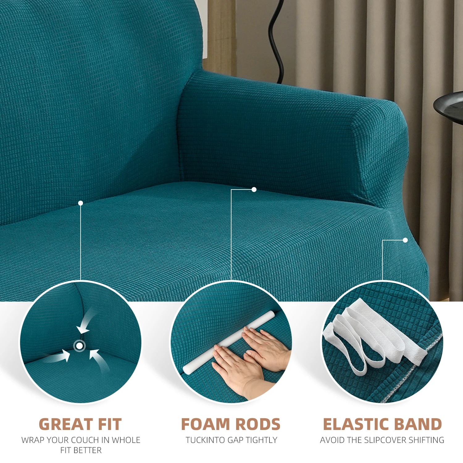 Waterproof Jacquard Sofa Cover Soft for Living Room Bedroom L Shape Adjustable Couch Cover Elastic Slipcover Sofa Cover 5