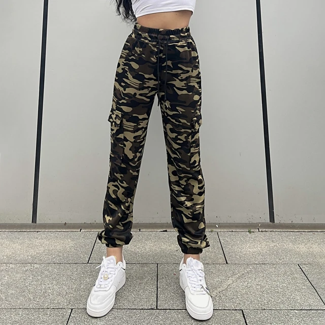 Sport Cargo Pants Women Camouflage Jogger Pants Drawstring Cuffed Hem Long  Sweatpants Streetwear Ladies Trousers Ropa Mujer - AliExpress