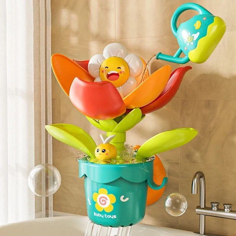 Bambino Divertente Gioco d'Acqua Giocattolo da Bagno Girasole Bagno Doccia Acqua Spray Bagno Vasca da Bagno Giocattolo Divertimento Spruzzatore d'Acqua - immagine 2