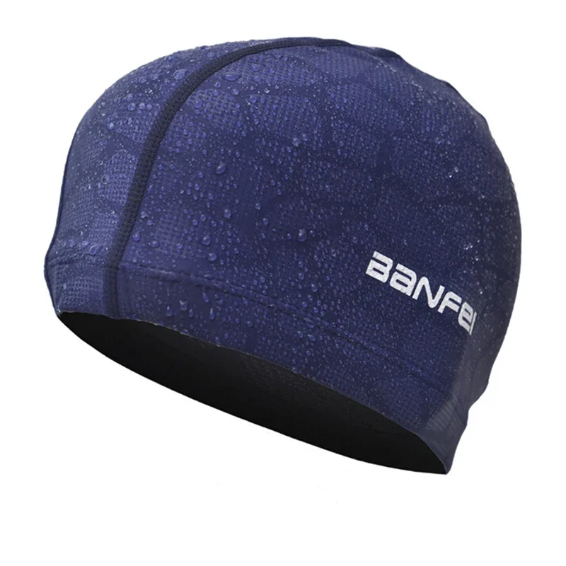 New 2024 Elastic Waterproof PU Fabric Protect Ears Long Hair Sports Swim Pool Hat Swimming Cap Free Size for Men & Women Adults 6