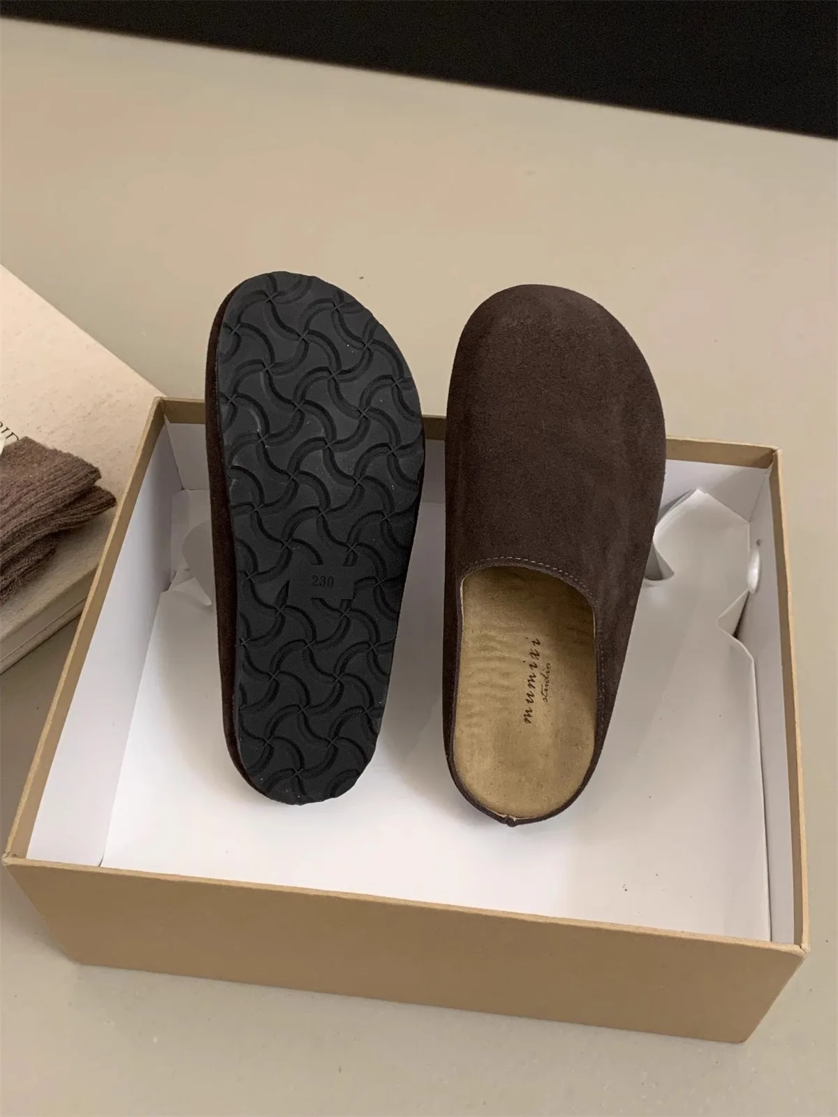 Comfortable Suede Mules For Women Flat Backless Slip On House Shoes_voghion.com