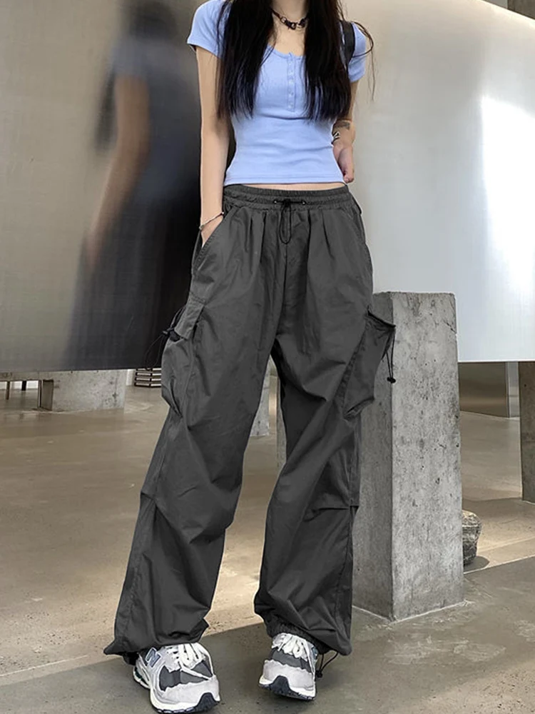 

Y2K Casual Cargo Broek Vrouwen Streetwear Trekkoord Losse Wijde Pijpen Rechte Broek 2023 Ins Mode Dames Oversize Joggingbroek
