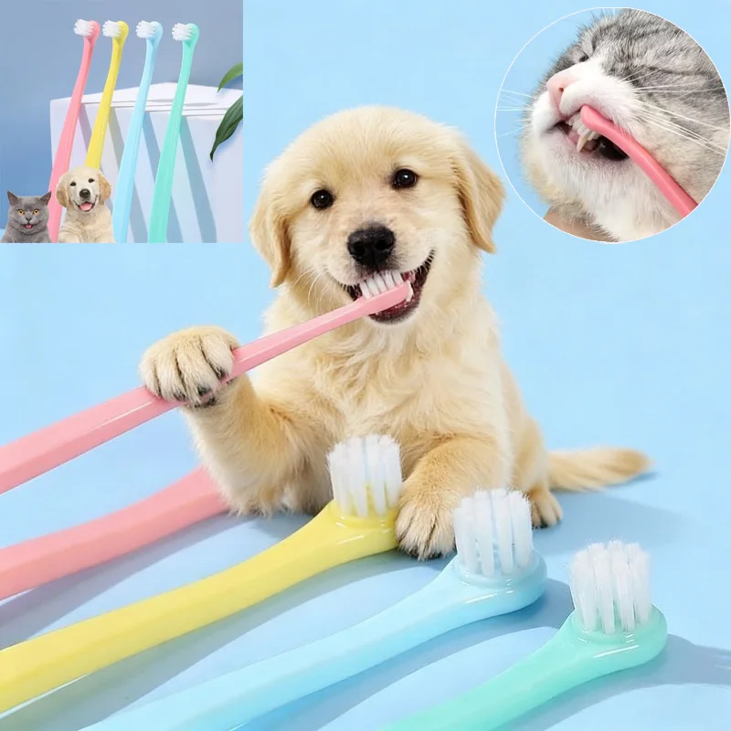 Pet Toothbrush Micro Head Dog Cat Teeth Cleaning Brush Tool Bad Breath Tartar Cleaning Mouth Pet Dental Care Dog Accessories