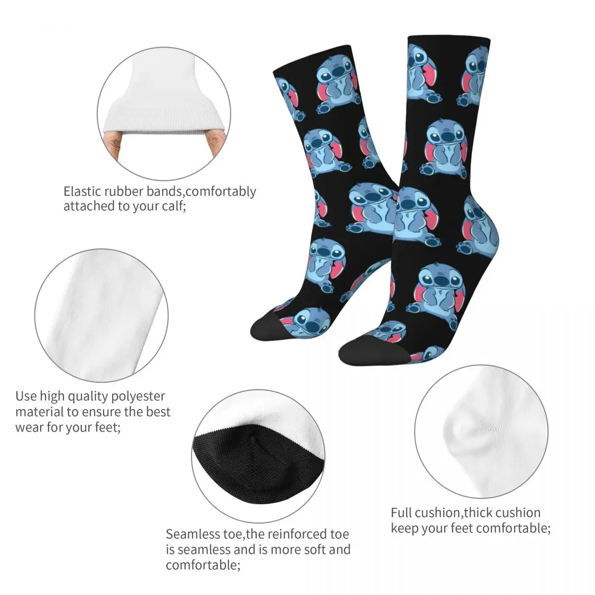 New Lilo And Stitch Socks Men\'s Women\'s Funny Happy Stitch & Scrump Socks Spring Summer Autumn Winter Middle Tube Socks Gift