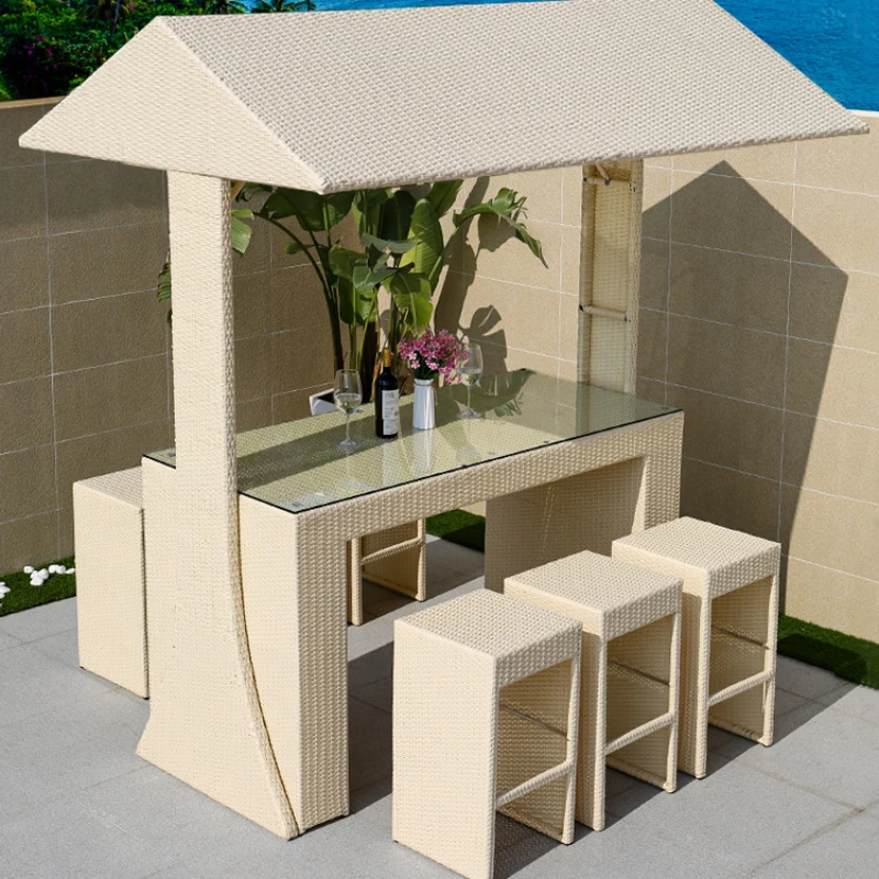 

outdoor tables and chairs, courtyard modern bar, open-air outdoor display, hotel and homestay dining